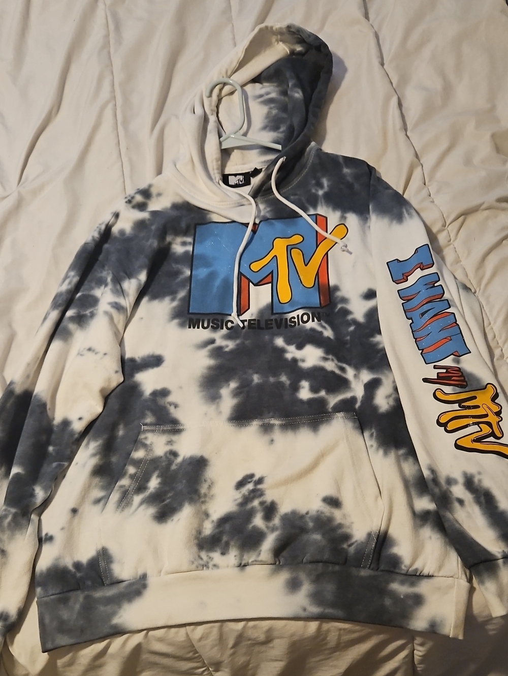MTV Tie-Dye Crewneck Sweatshirt - White & Navy